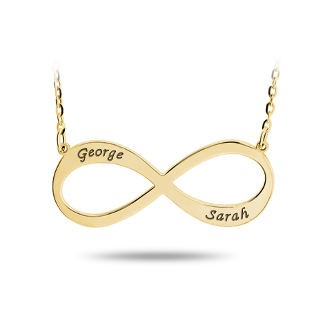 Infinity Necklace with Engraved Names (Font 5)