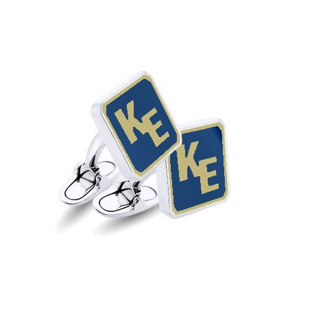 Personalized Square Cufflinks with Two (Yellow) Initials and Enamel 