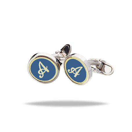 Personalized Round Cufflinks with (Yellow) Initial and Enamel