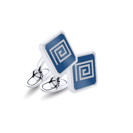 Personalized Square Cufflinks with (White) Symbol and Enamel