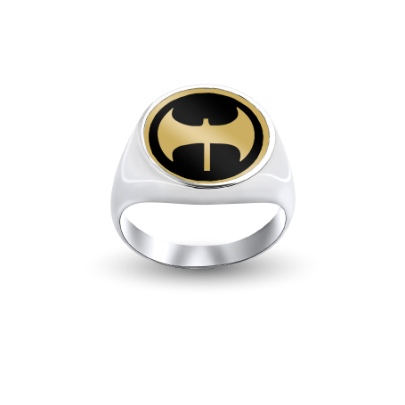 Customized Silver (Gold Plated) Round-Top Signet Ring with Enamel